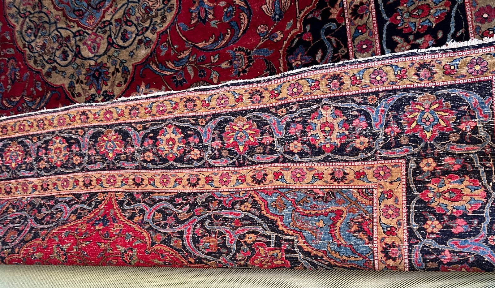 Großer Kashan alter Orientteppich Perserteppich old carpet 382x270 cm