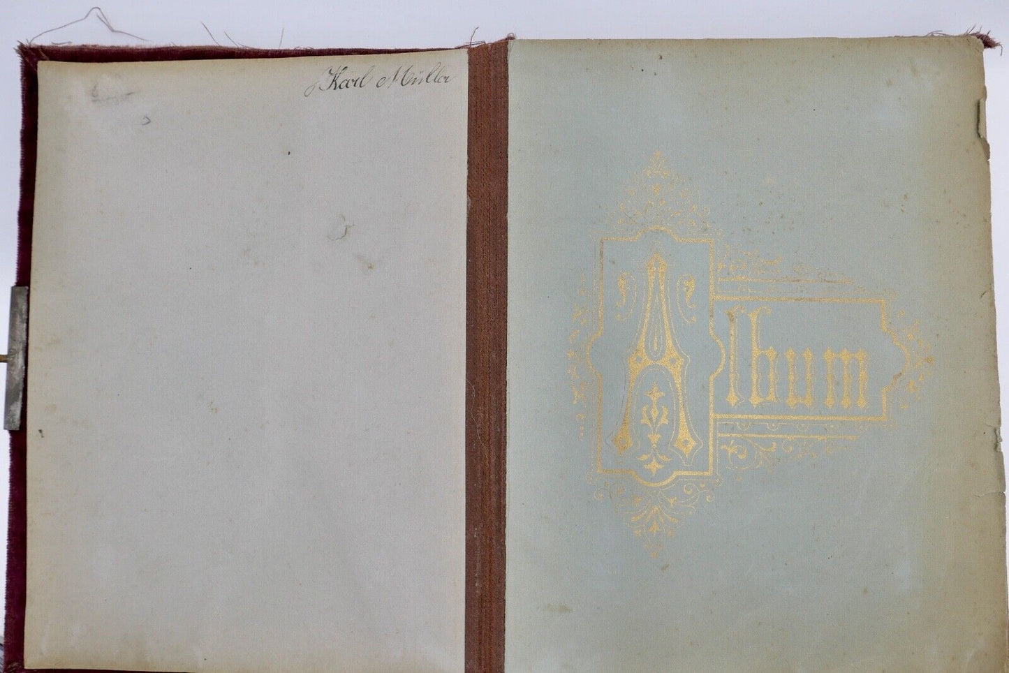 Antikes Fotoalbum Stoff inkl. Fotos Militaria Soldaten & Familien Portrait 1900