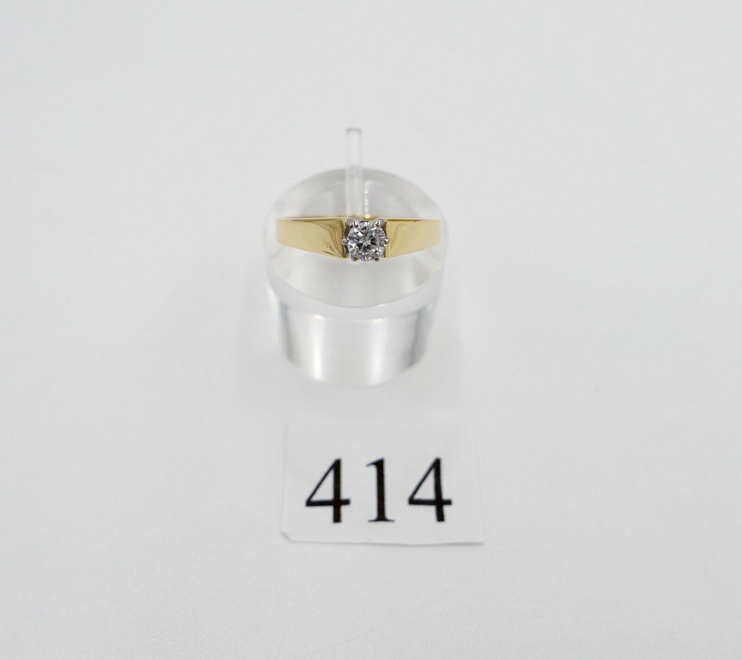 Klassischer Bicolor Gelb/Weiß Gold Ring 0,25 Ct Brillant 750 18K Gr. 56 VVS