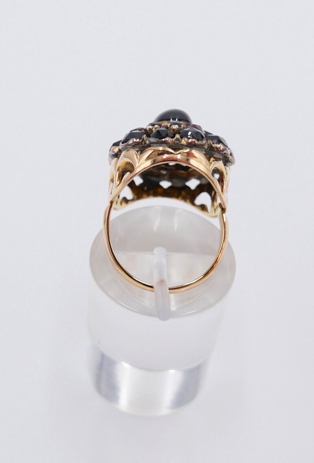 Antik Damen Granat Gelbgold Ring 585 14K Gr. 53 5,96 Ct Meisterpunze Krone 