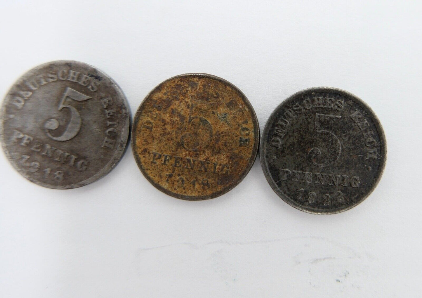 5x 5 Pfennig  J.297 ss-vz 1922 1918 1917 Deutsches Reich