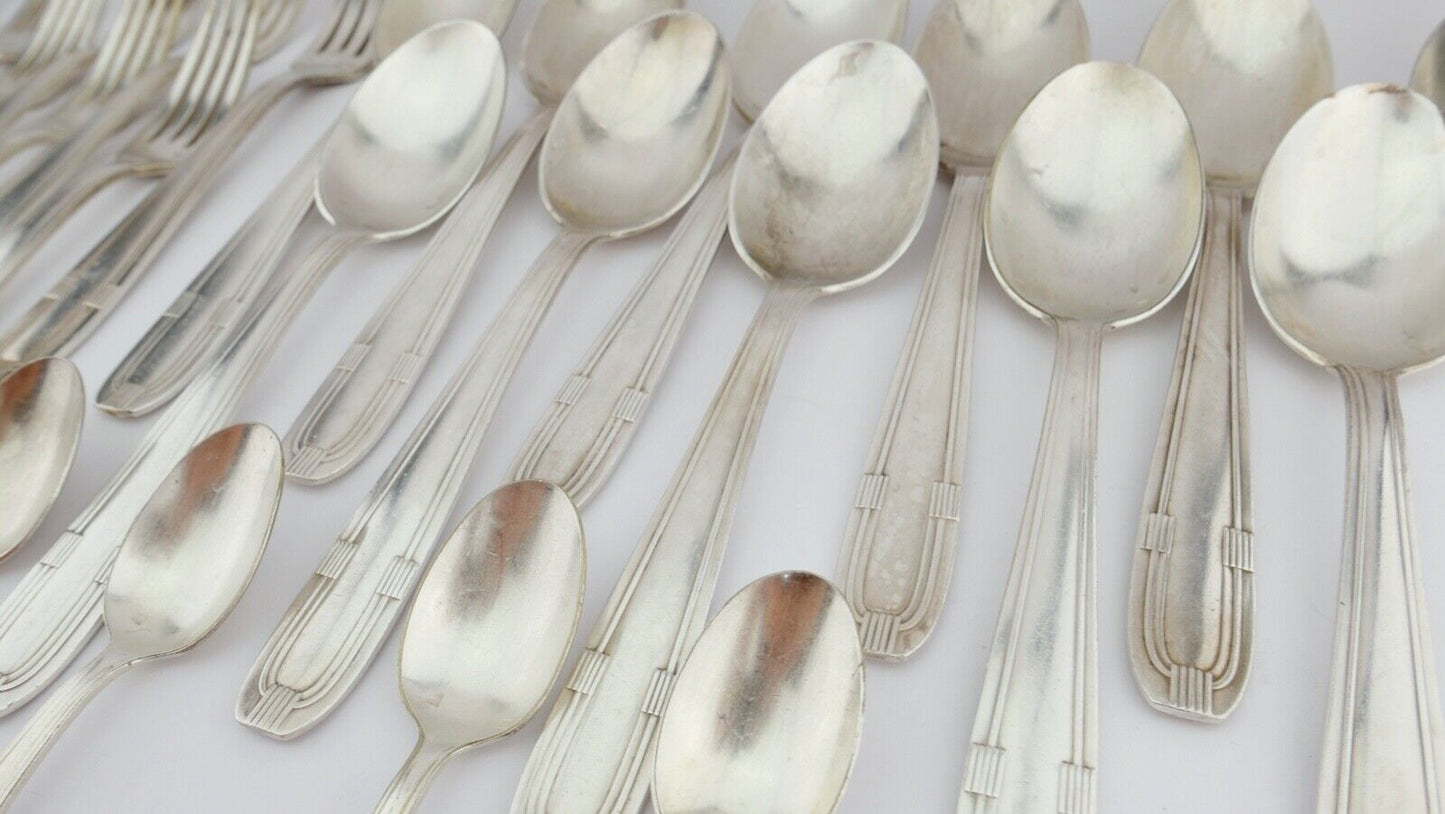 32 Tlg Art Deco 1930er Couverts  DIXI 84G 18G cutlery Besteck Gabel Löffel 