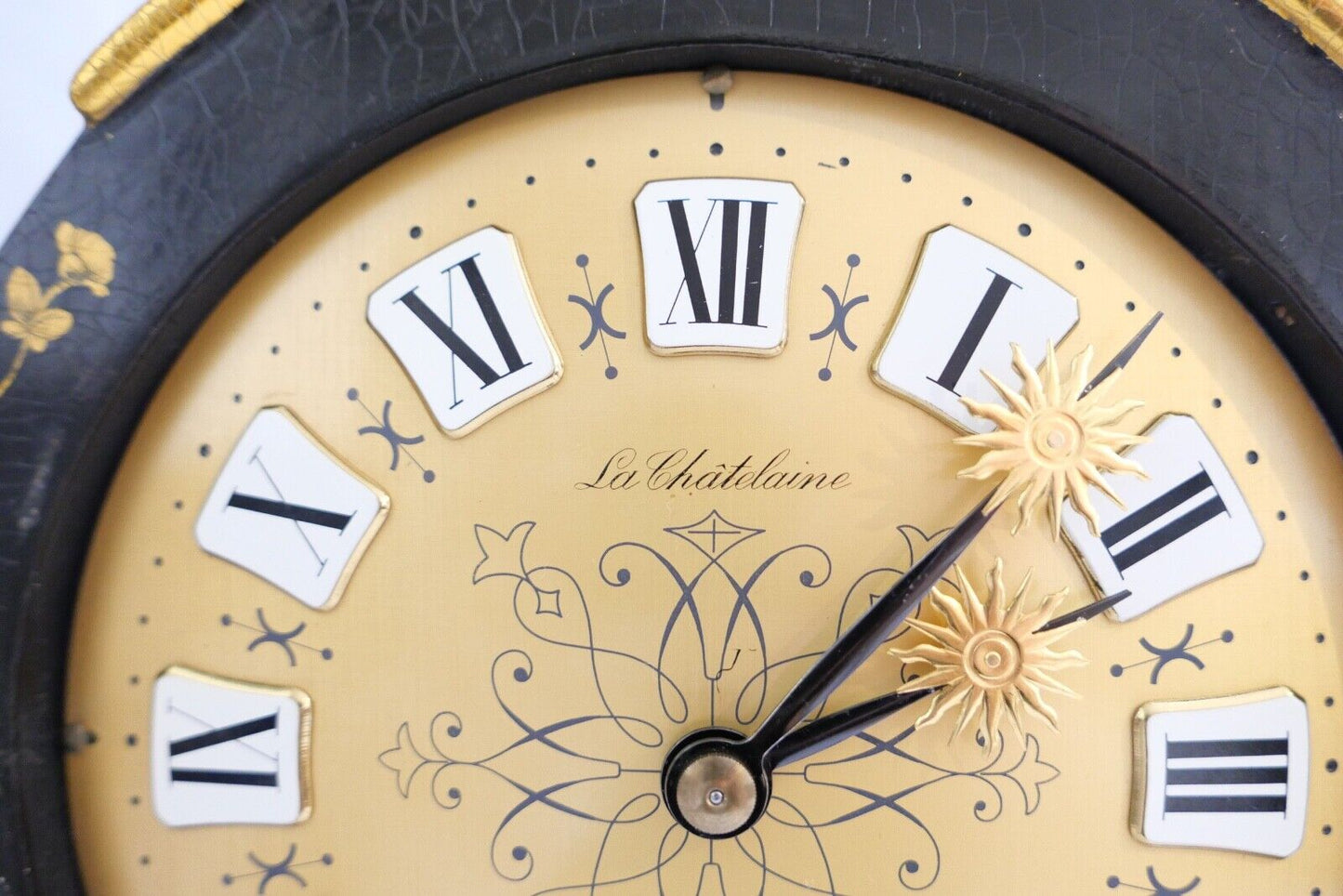 Große Pendule 43cm Tischuhr Kaminuhr La Châtelaine schwarz Gold Stil Louis XVI - Antikhandel-Stuttgart