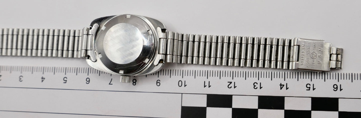 70er Eterna-Matic Damenuhr Automatic Orig Band blaues Zifferblatt 154T Cal 12671