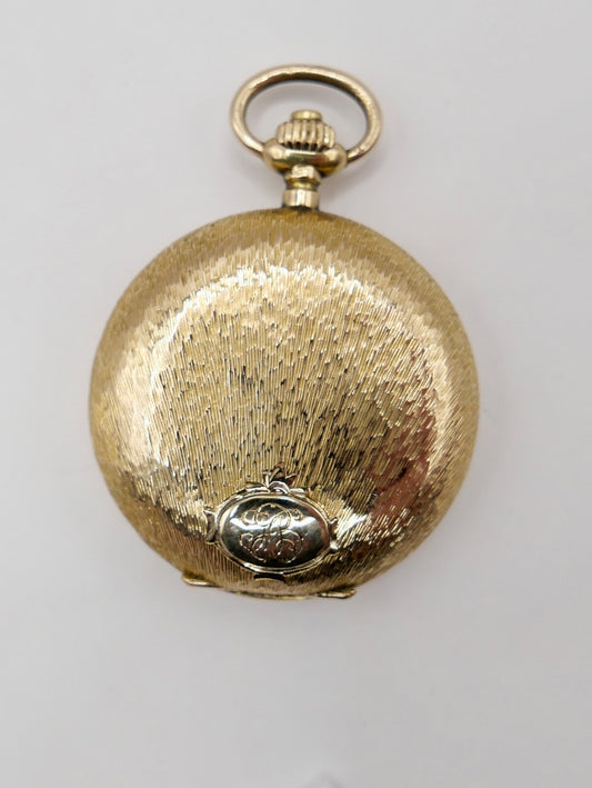 Antike Schweizer Damen Taschenuhr JRH 585 Gold  14K  mit Monogram Savonette
