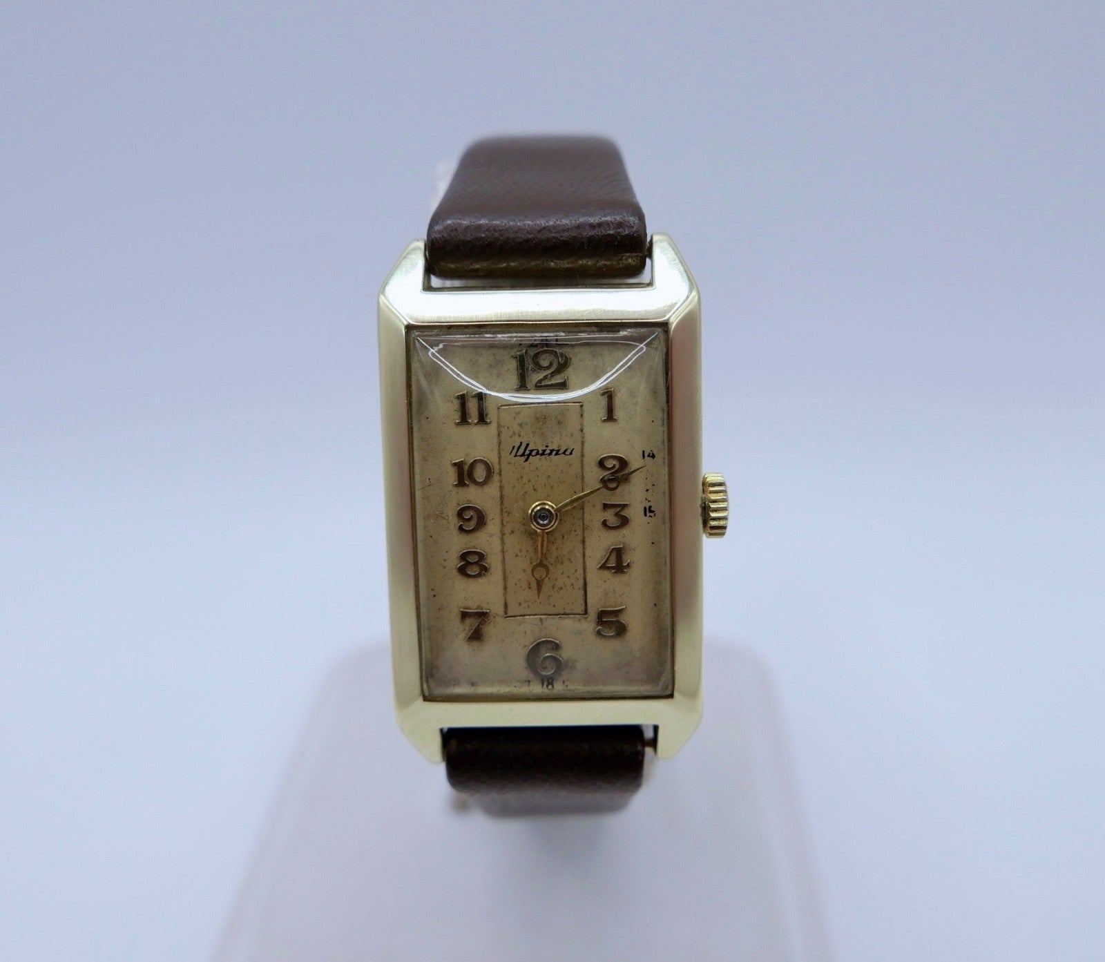 Art Deco 1930er Armbanduhr aus 585  Gelbgold 14K Alpina 863 Herrenuhr