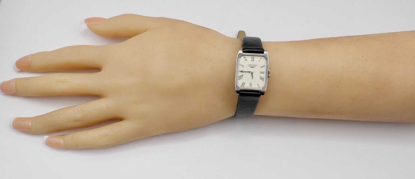 70er Klassische LONGINES Damenuhr Cal. 460 neues Lederarmband Handaufzug 21x18mm