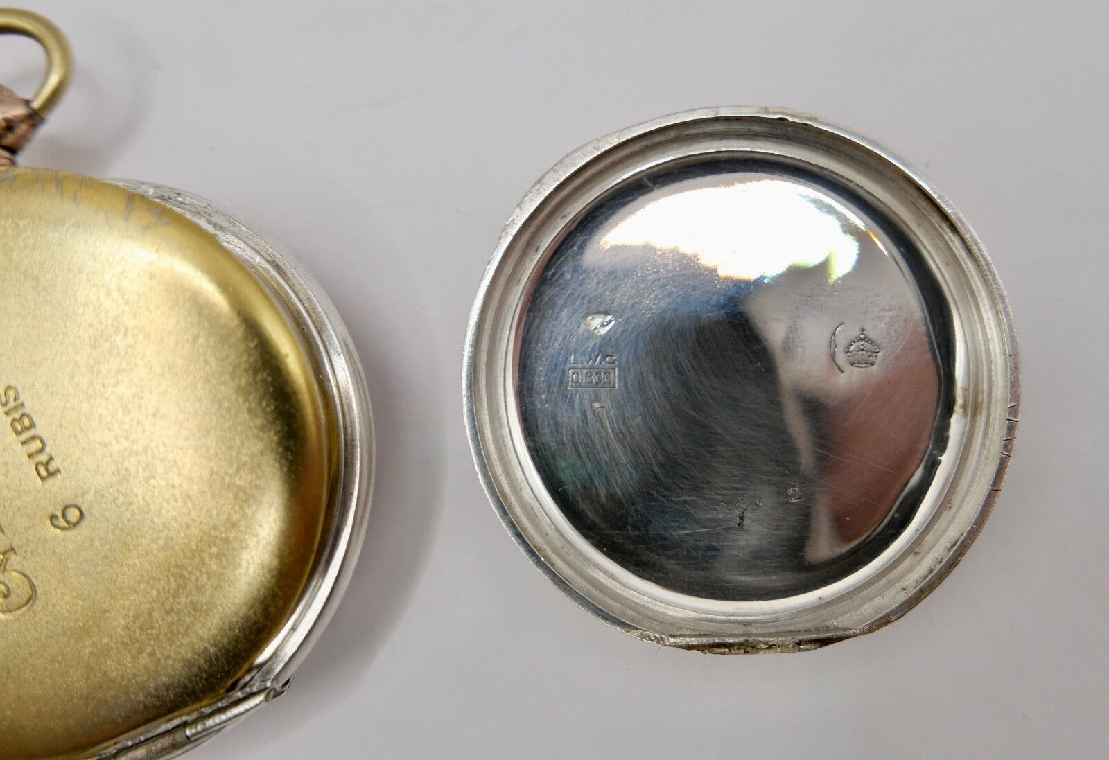 L.W.C. Open Face Taschenuhr 800 Silber Ø 46mm