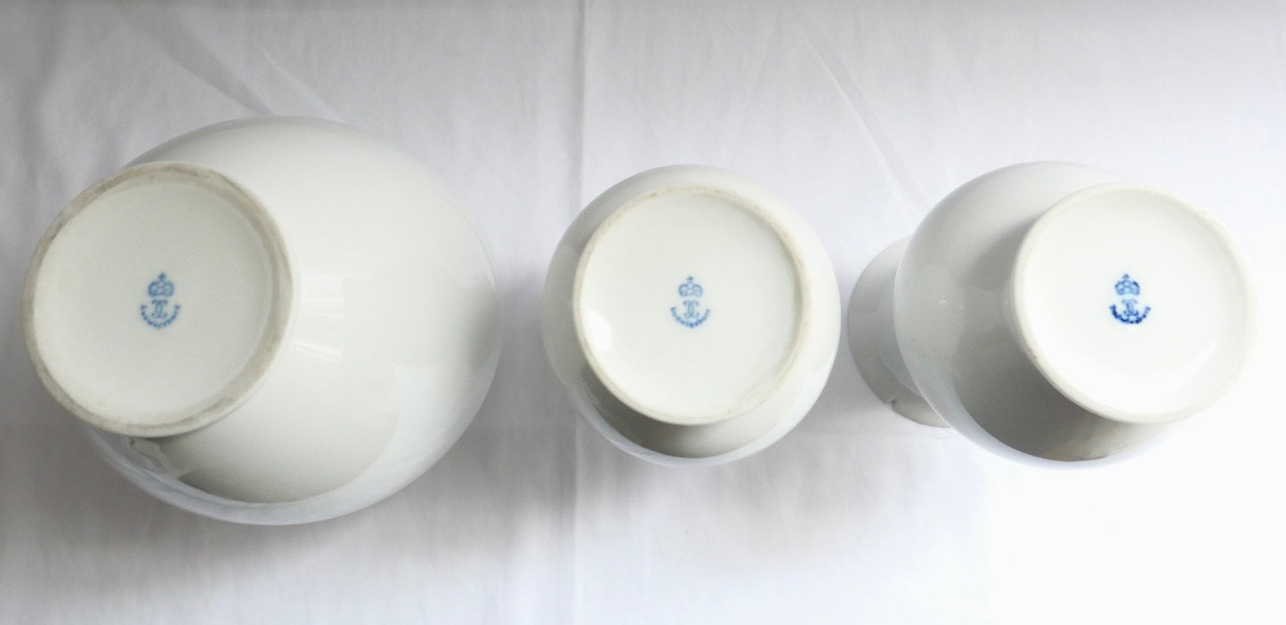 3x Ludwigsburg Porzellan Vasen Vase in weiß