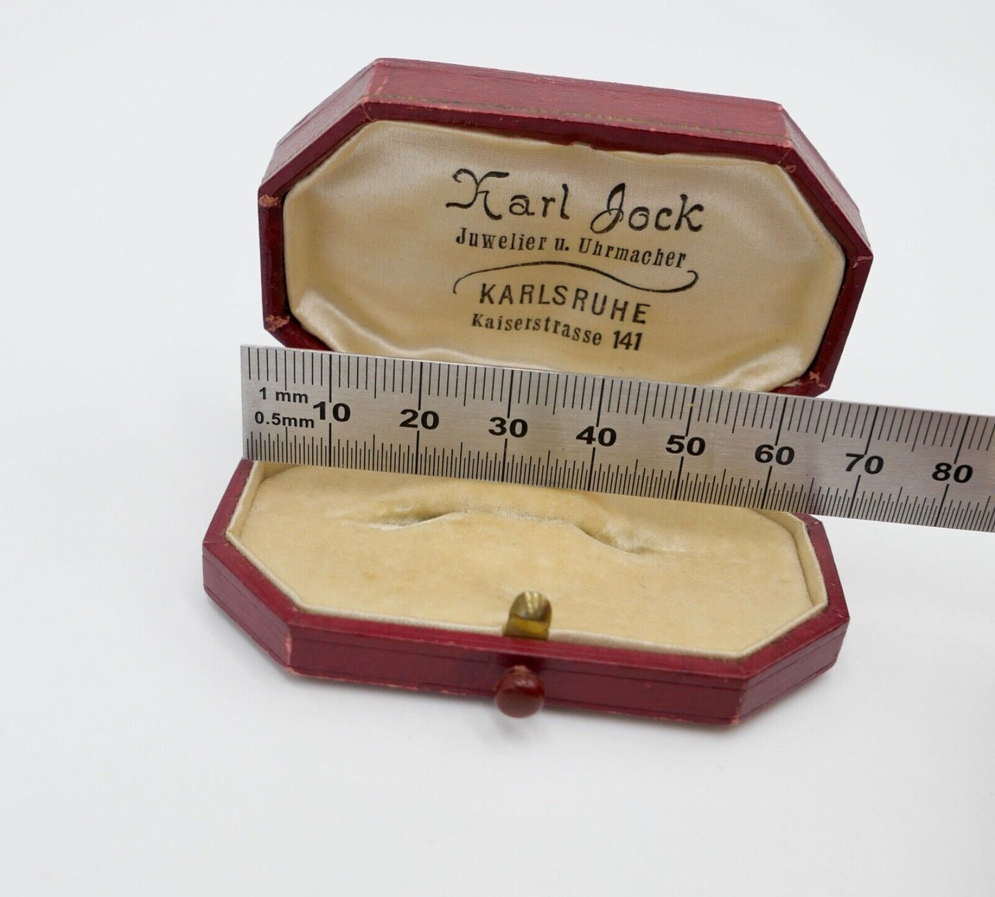 Altes Schmuck Etui / Schatulle Ring Brosche 1910-20er Jahre KARL JOCK Karlsruhe