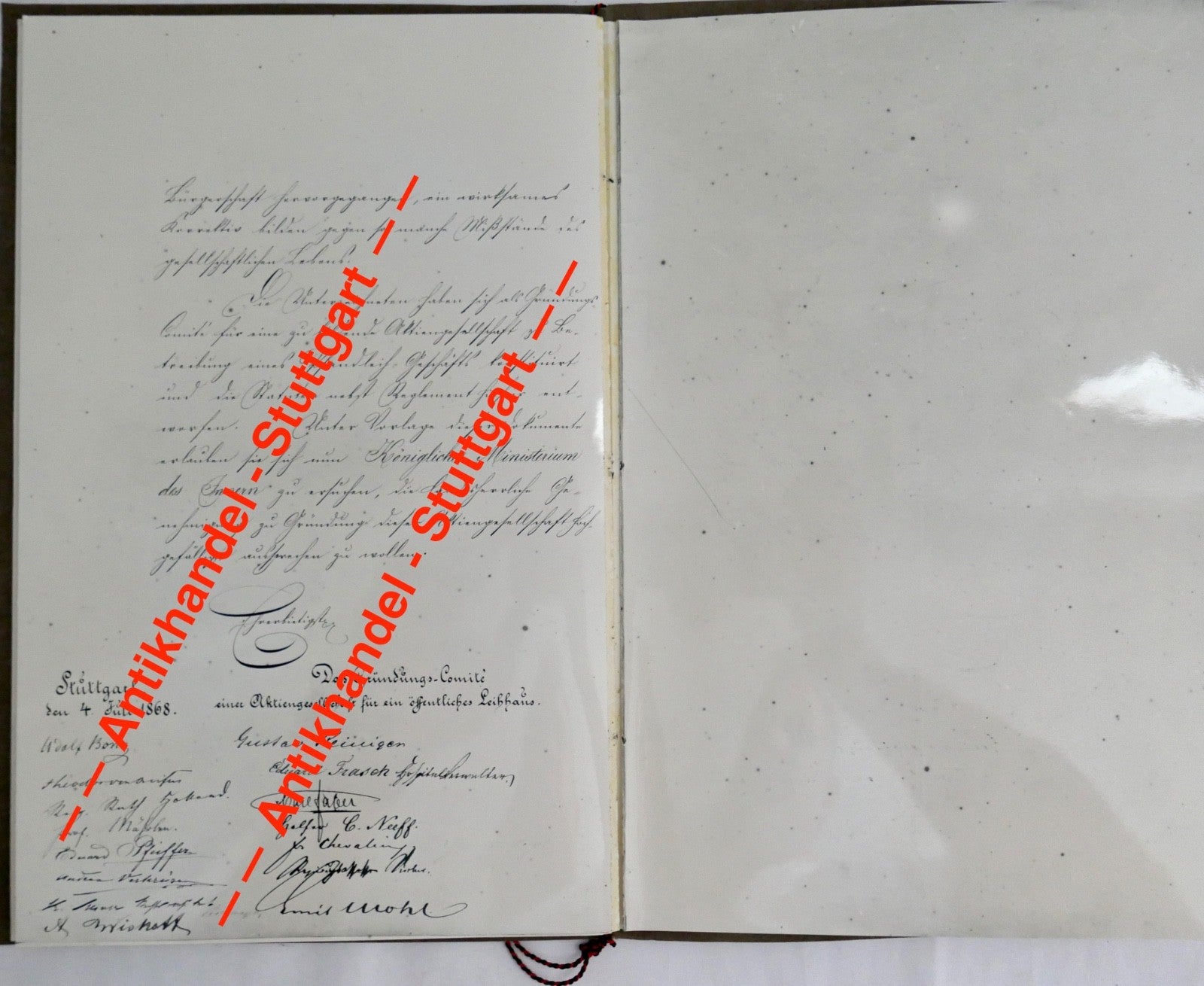 Historisches Dokument Amtsblatt 1868 Königliches Ministerium Innern Stuttgart