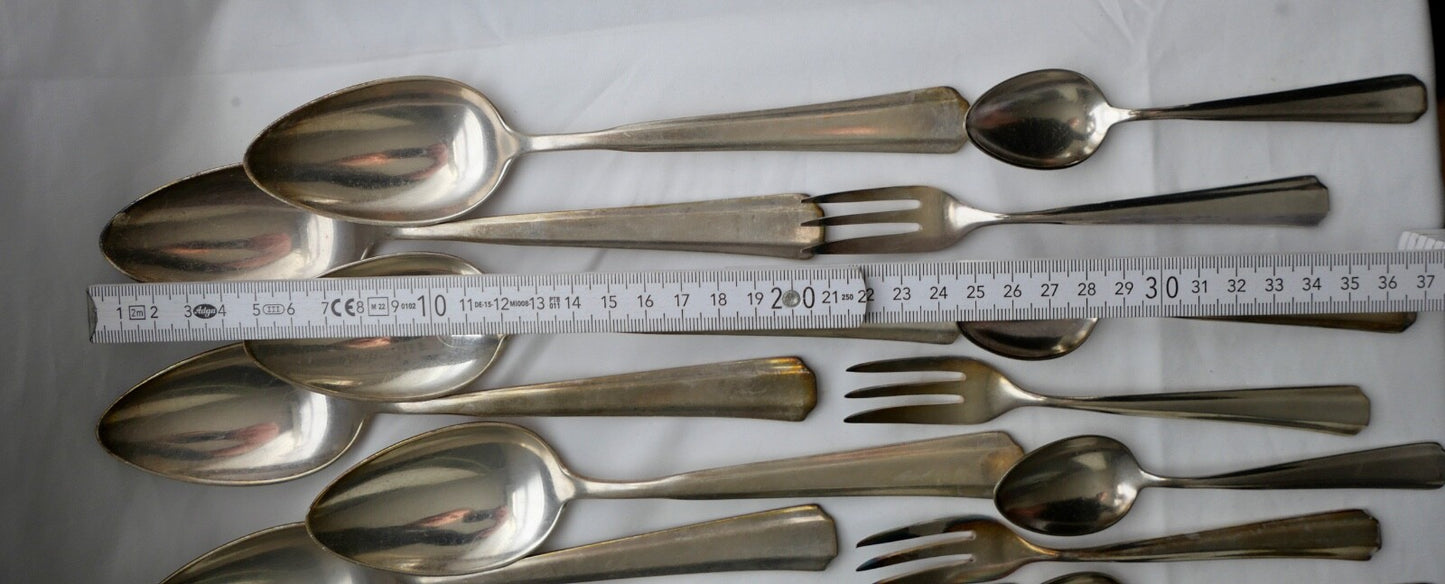 80 Teile WMF 1900 Hammerschlag 90er versilbert Gabel Messer Löffel