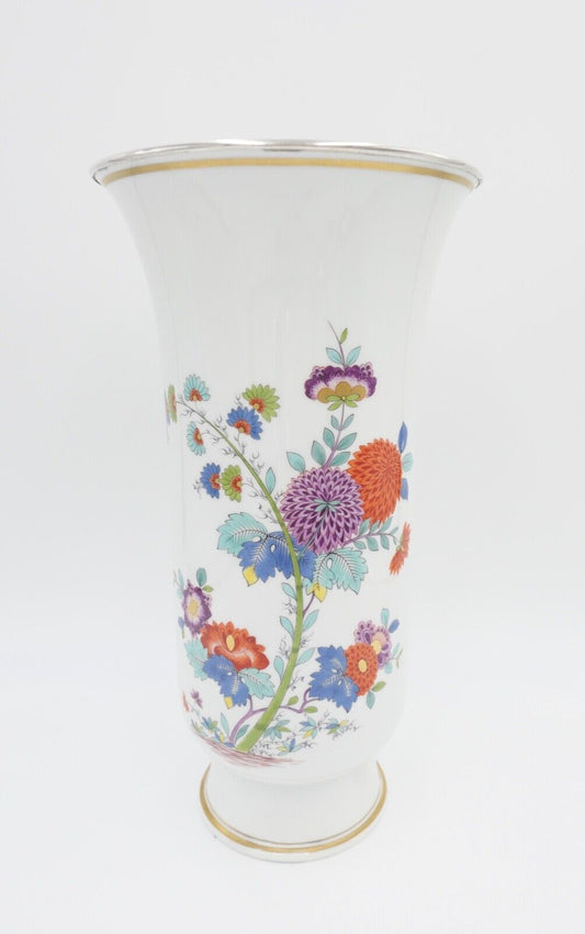 Meissen 1. Wahl L. 262 Unikat Vase 34,5cm hoch indische Blumen mit Silbermontur