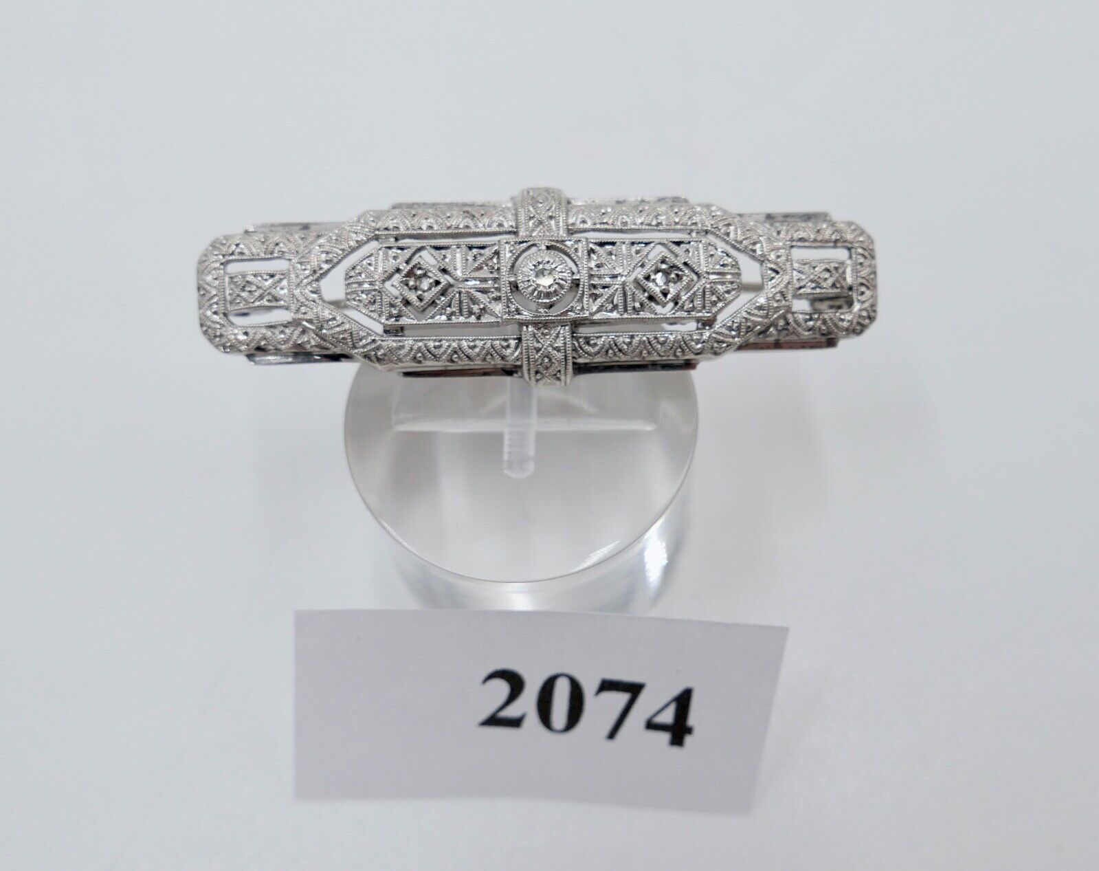 Antike Art Deco 935 Silber Brosche mit Diamanten 20er Jahre