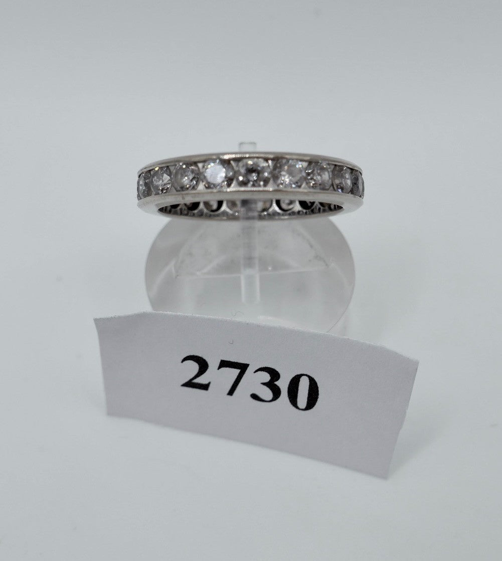1970er Weißgold Ring 585 Memory mit Zirkonia Gr. 60 Damenring