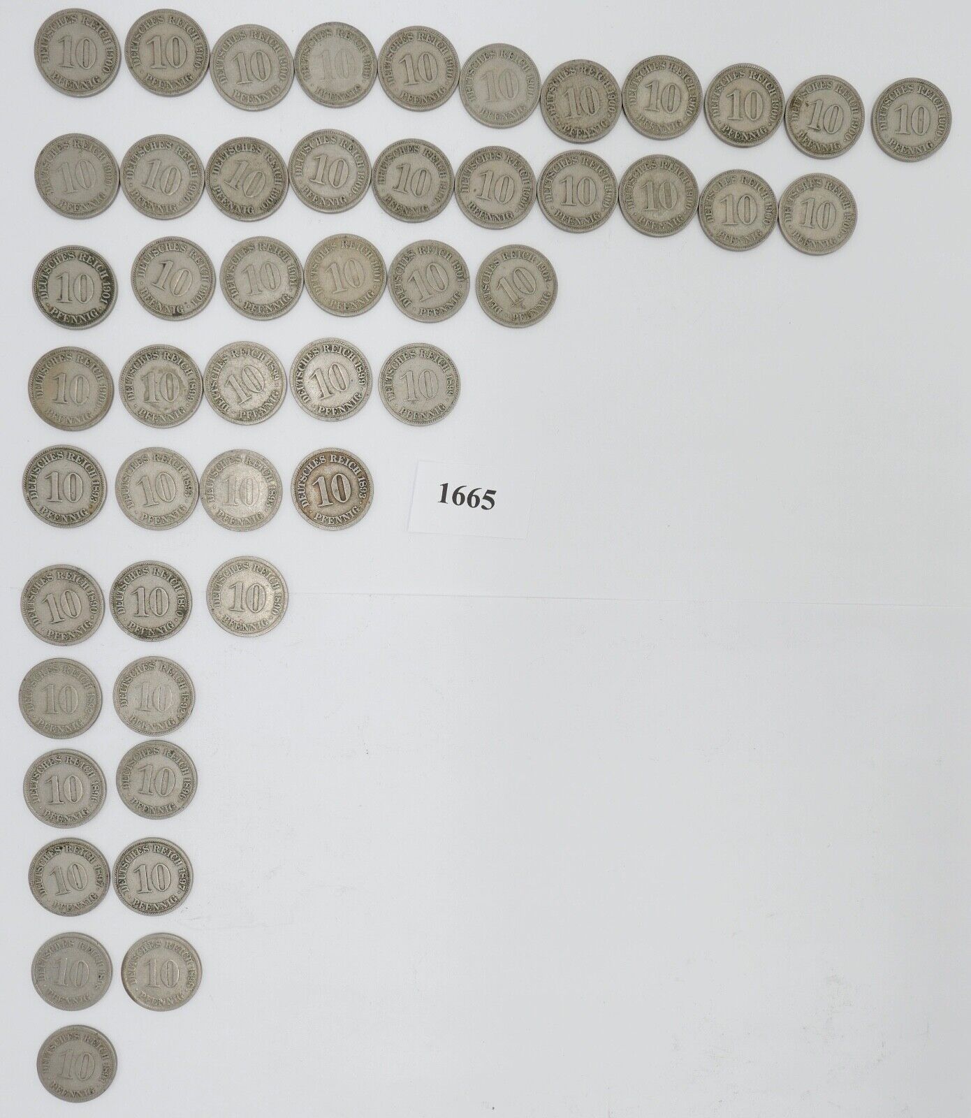 48x 10 Pfennig Kaiserreich 1890 - 1901 Jäger J. 13 ss-stg