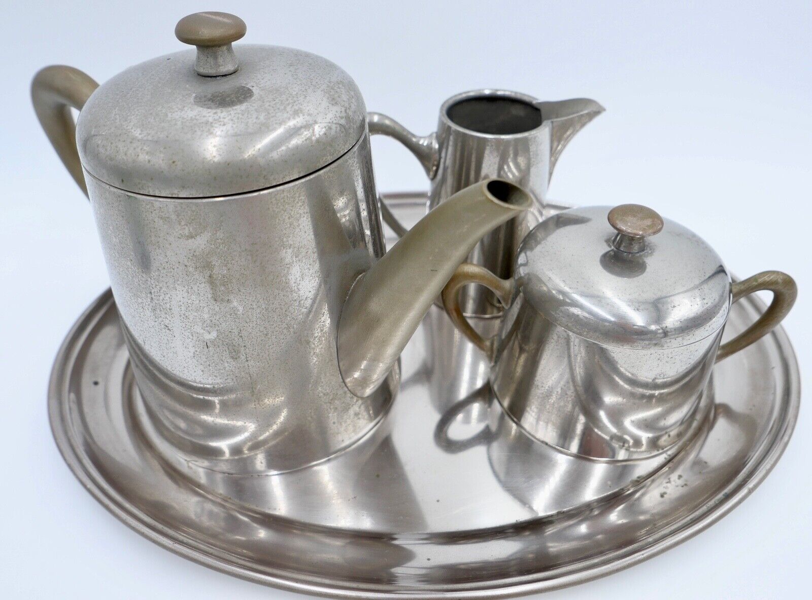 Jugendstil um 1900 Kaffee Tee Service FLEITMANN & WITTE 10/10% Chrom Nickel FW&J