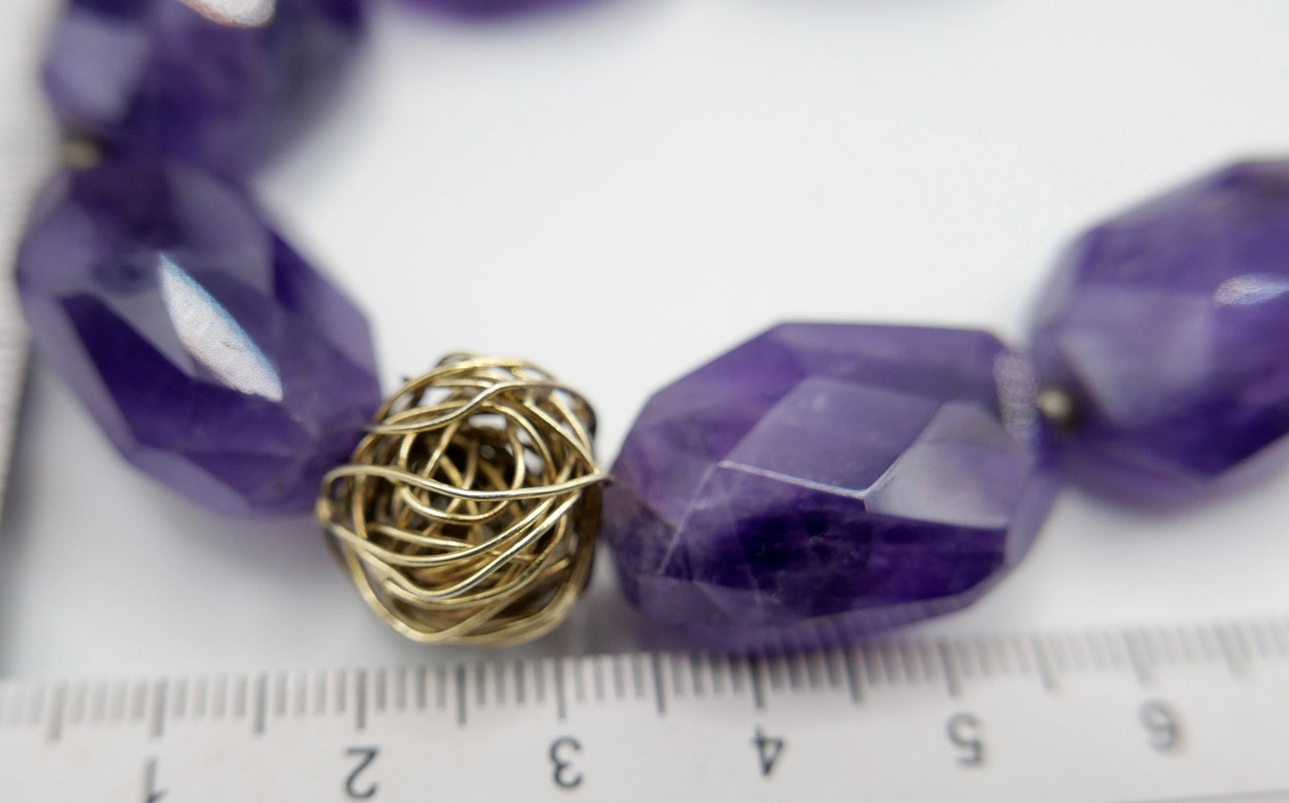 Natürliche Amethyst Kette Collier 925 Silber und Gold Element 49 cm