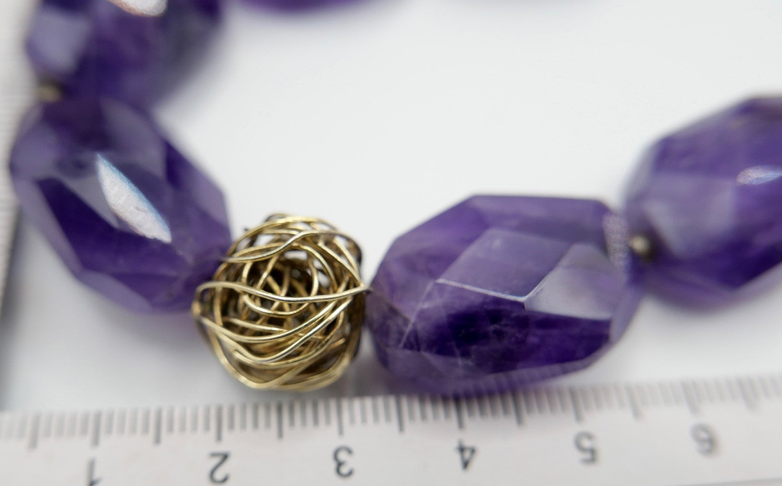 Natürliche Amethyst Kette Collier 925 Silber und Gold Element 49 cm
