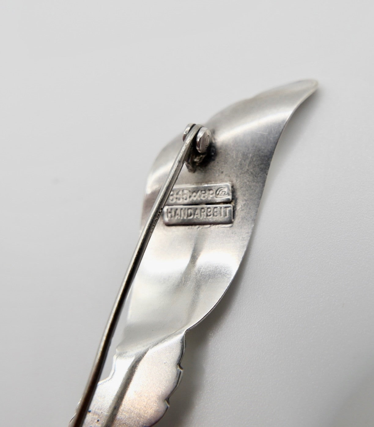 Silberbrosche Handarbeit 835 Silber  Laurin 50er 60er Schleife Flügelform