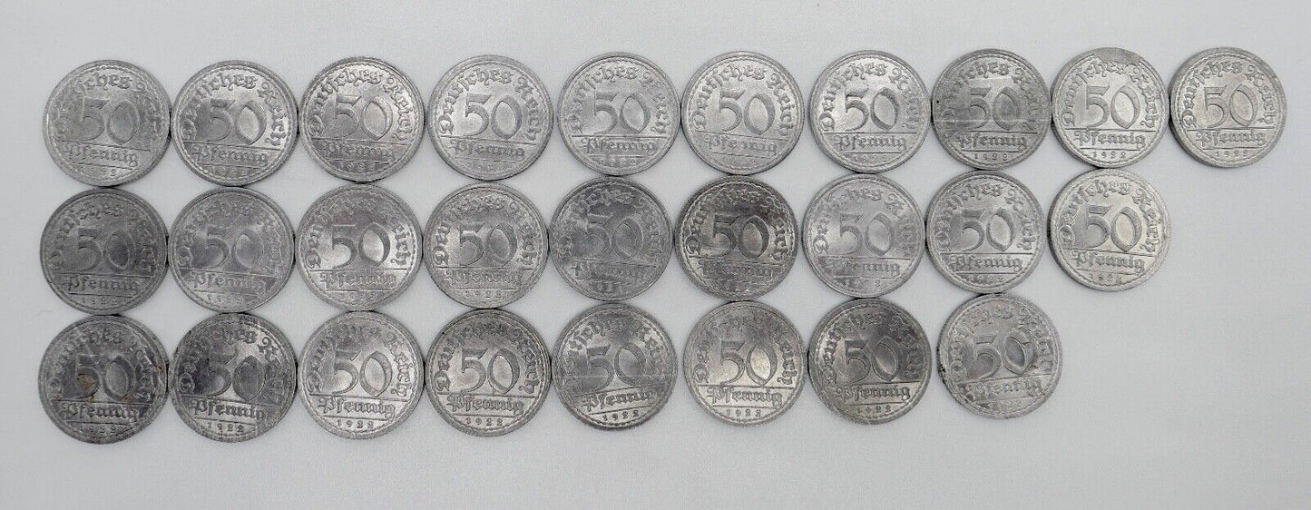 27x 50 Pfennig 1922 Jäger E / D Weimarer Republik  J.301 ss-vz