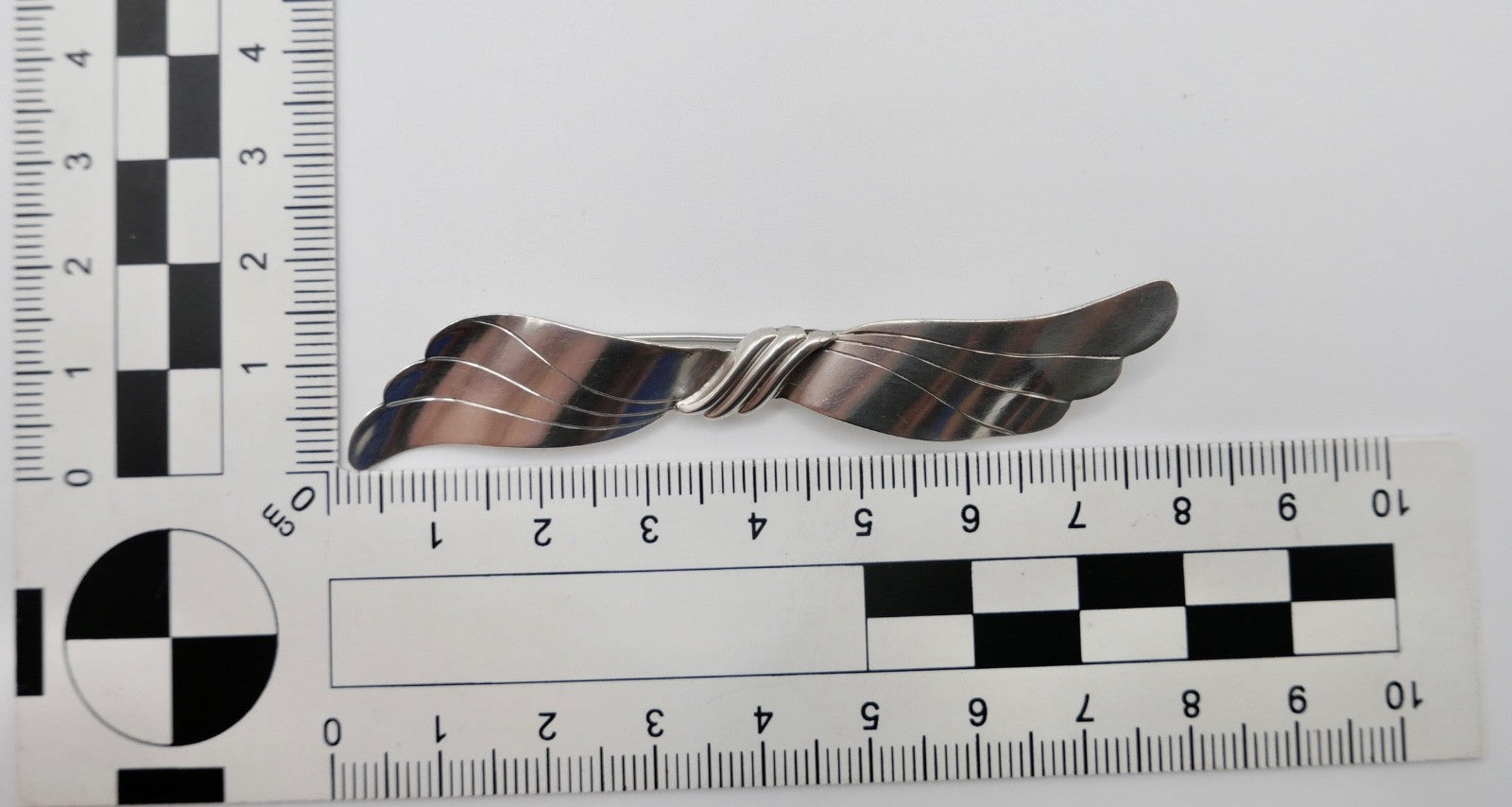 Silberbrosche Handarbeit 835 Silber  Laurin 50er 60er Schleife Flügelform
