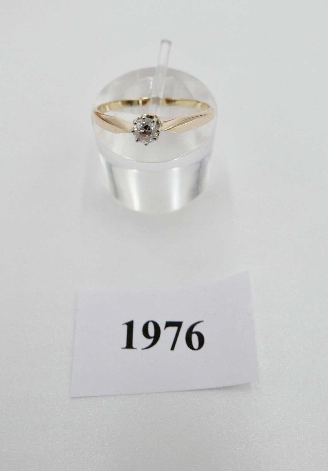 Alter Solitär Ring Gelbgold 585 14K Diamant 0,25 Ct / Gr. 60-61