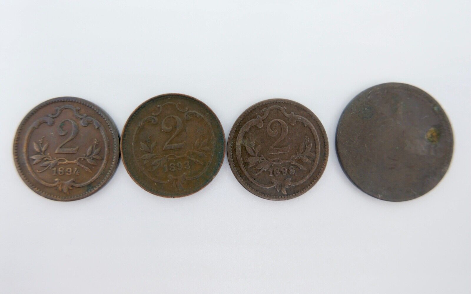 3x Heller 1894 / 1898 1x Österreich Scheidemünze Krone 