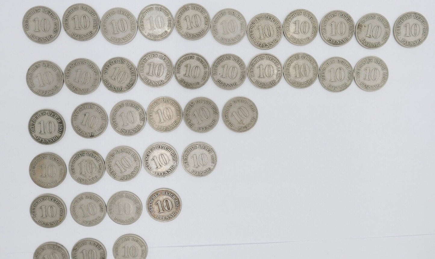 48x 10 Pfennig Kaiserreich 1890 - 1901 Jäger J. 13 ss-stg