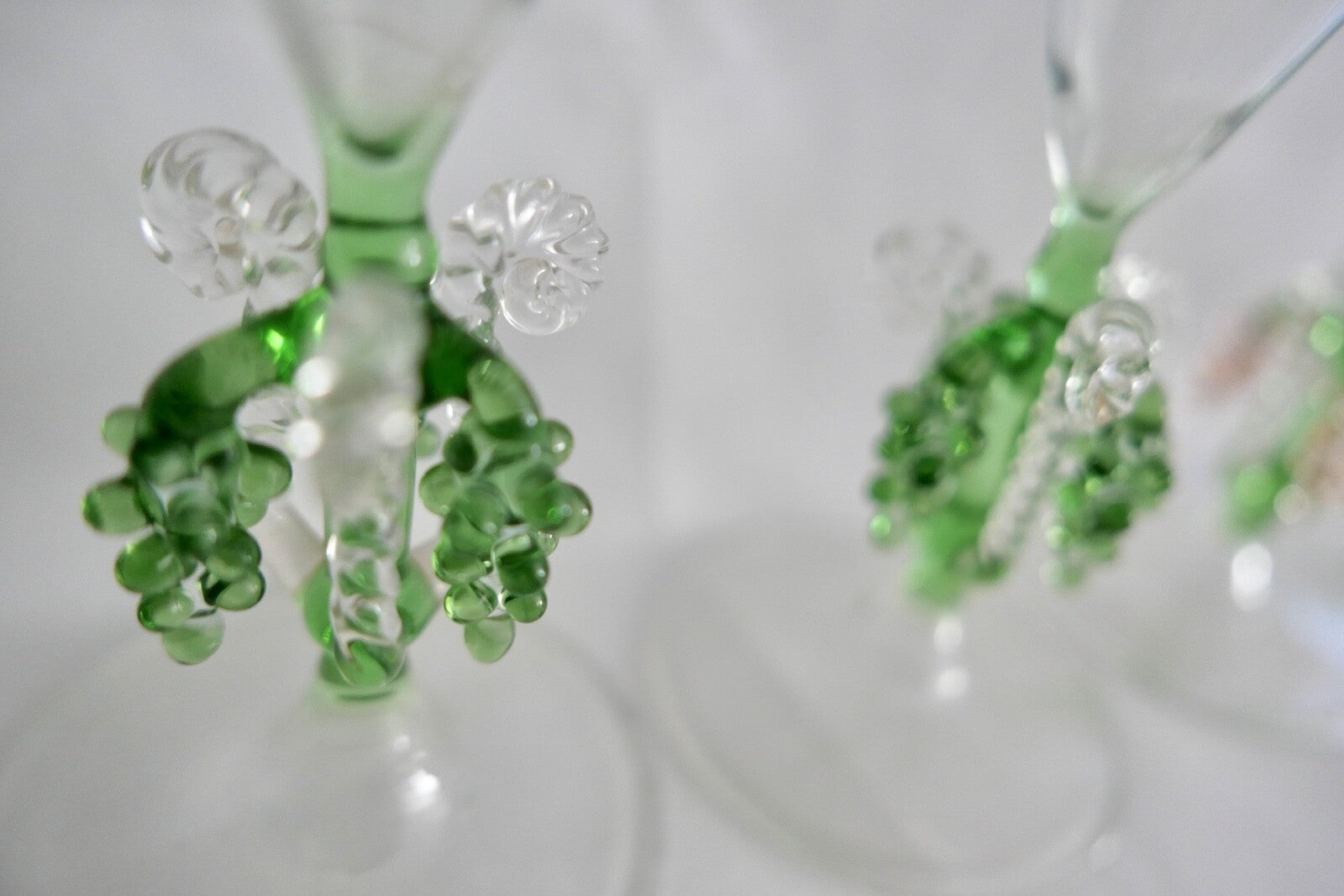 6x Lauscha Bimini Sekt Glas Gläser Set Art Deco 17 cm buntes Traubenmotiv