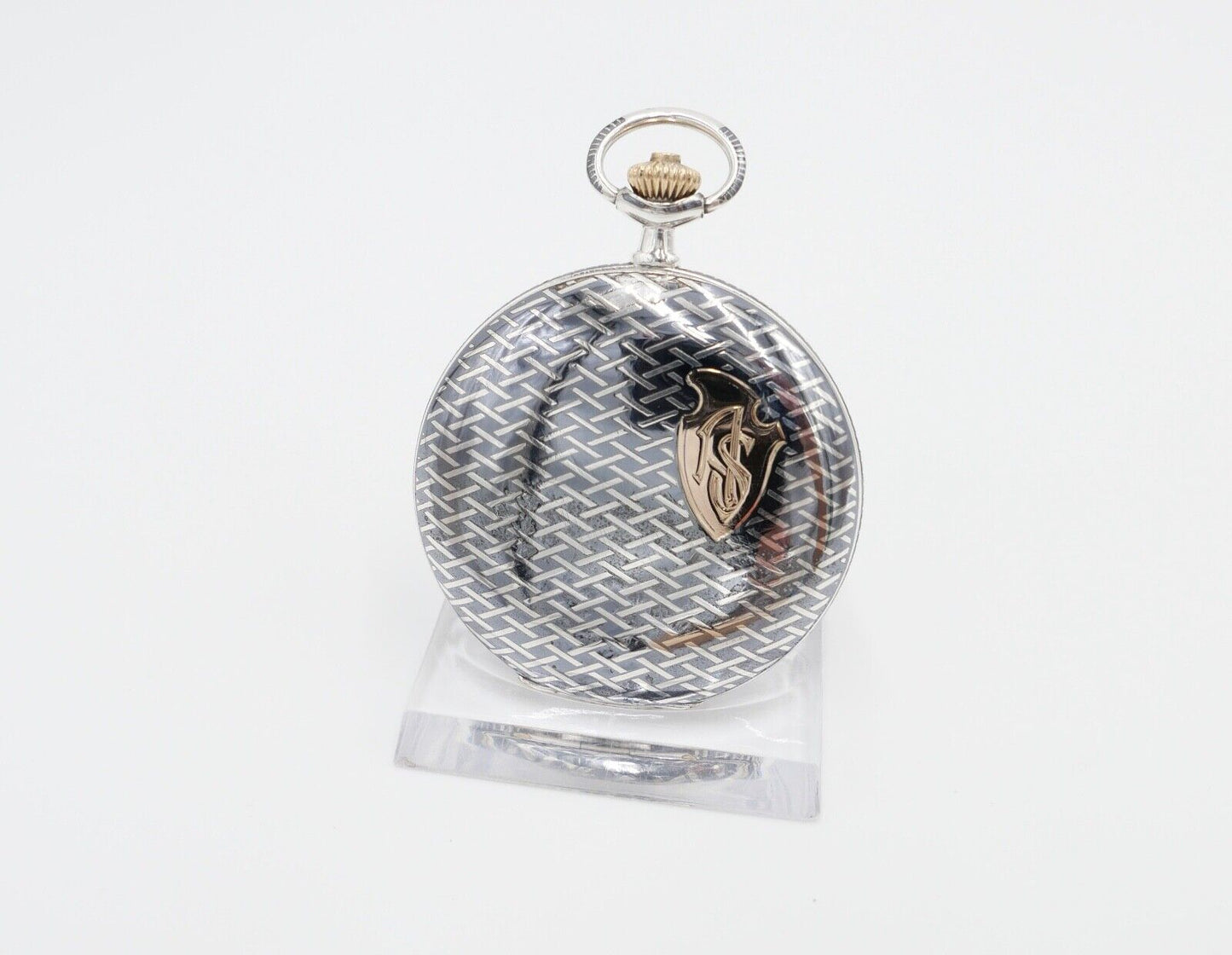 1901-1949 ART DECO SAVONETTE Taschenuhr HAVILA pocket watch Halbmond Krone Silbe