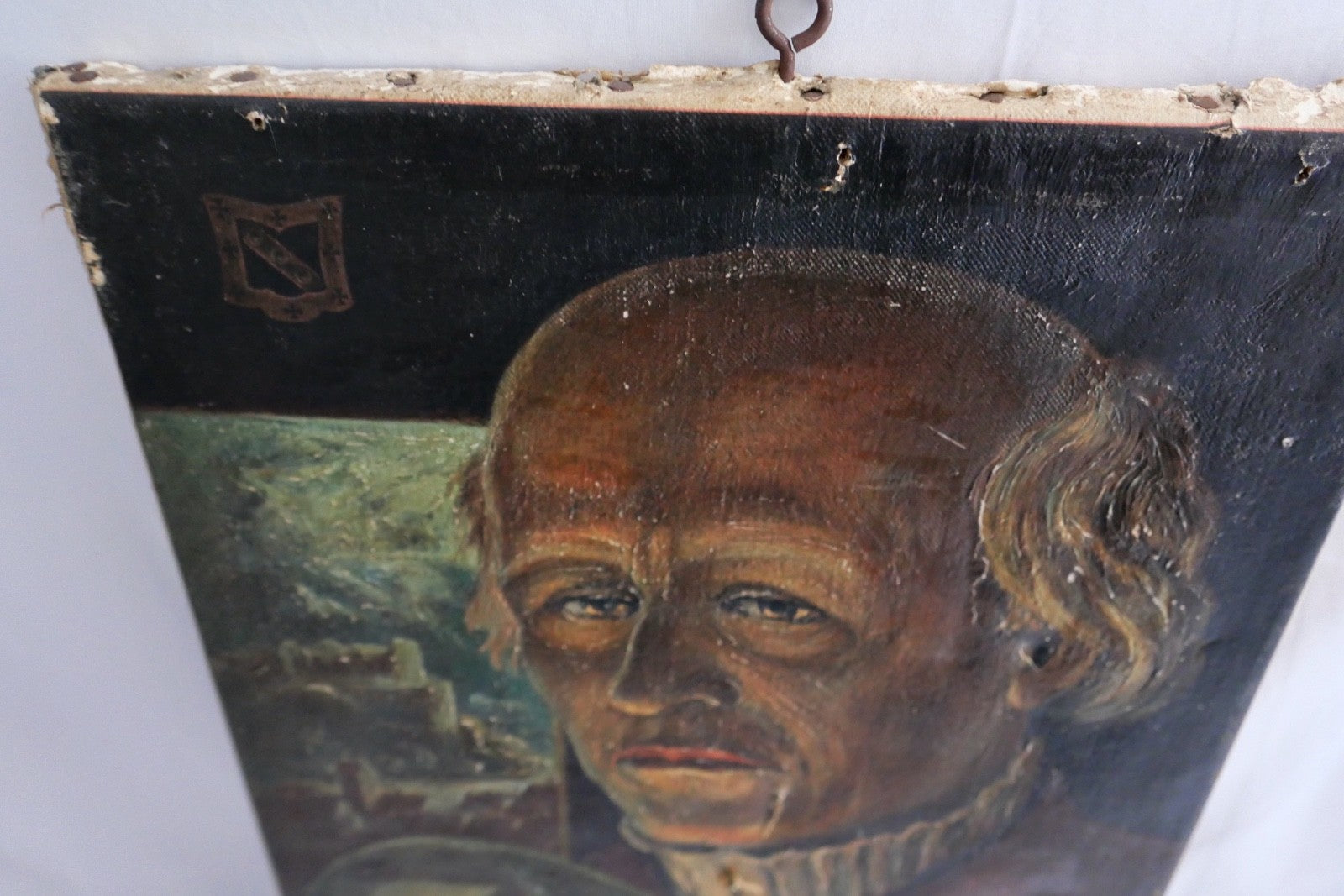 Antikes Porträt Ölgemälde Paracelsus auf Leinwand Alchemist Mediziner 45x33cm