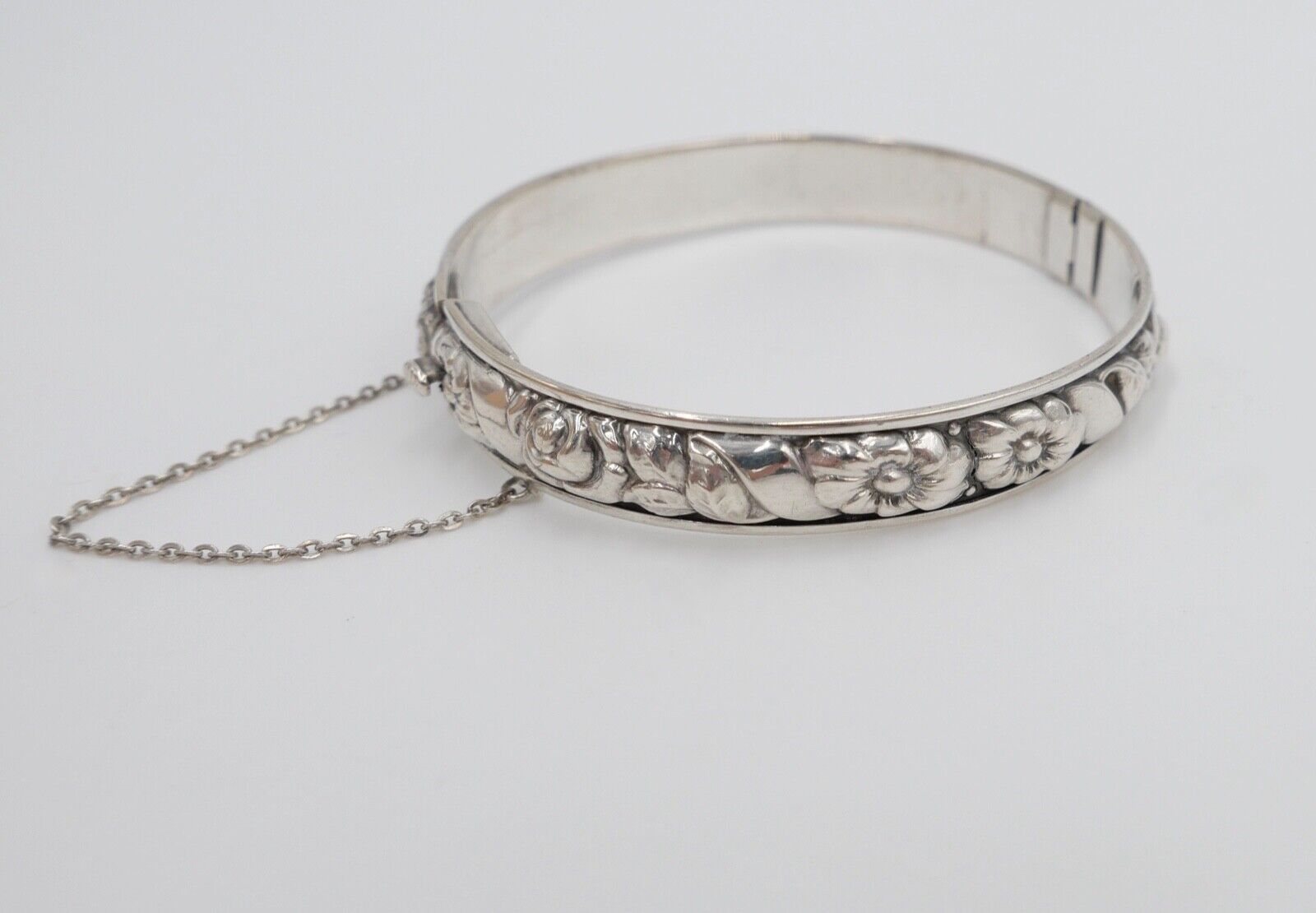 60er Jahre florales im Jugendstil Armband Silber 835 Blumendekor