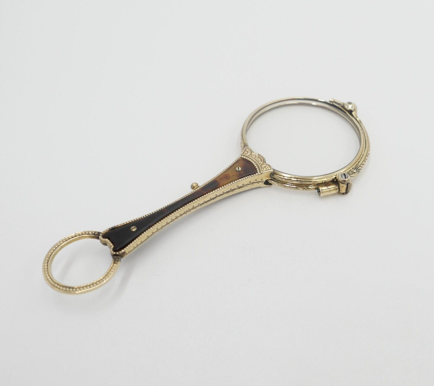 antike 1900 J.W. Lorgnette Lorgnon Stielbrille Lesehilfe Schaumgold vergoldet