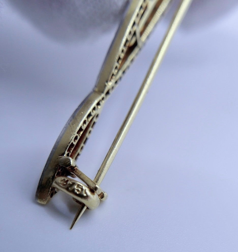 Floral antik Jugendstil Brosche Diamant 750 Gold Platin Altschliff Rosen 1,04Ctw