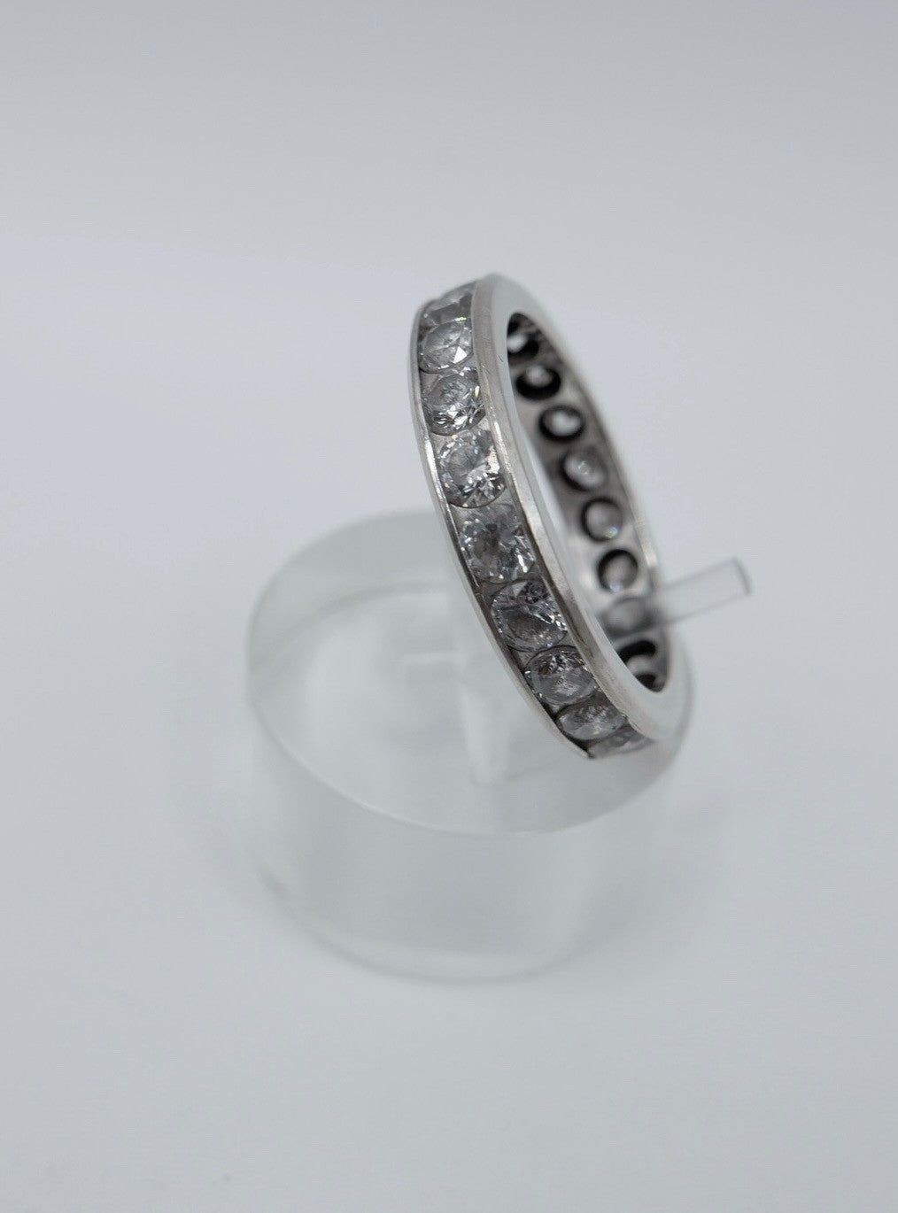 1970er Weißgold Ring 585 Memory mit Zirkonia Gr. 60 Damenring