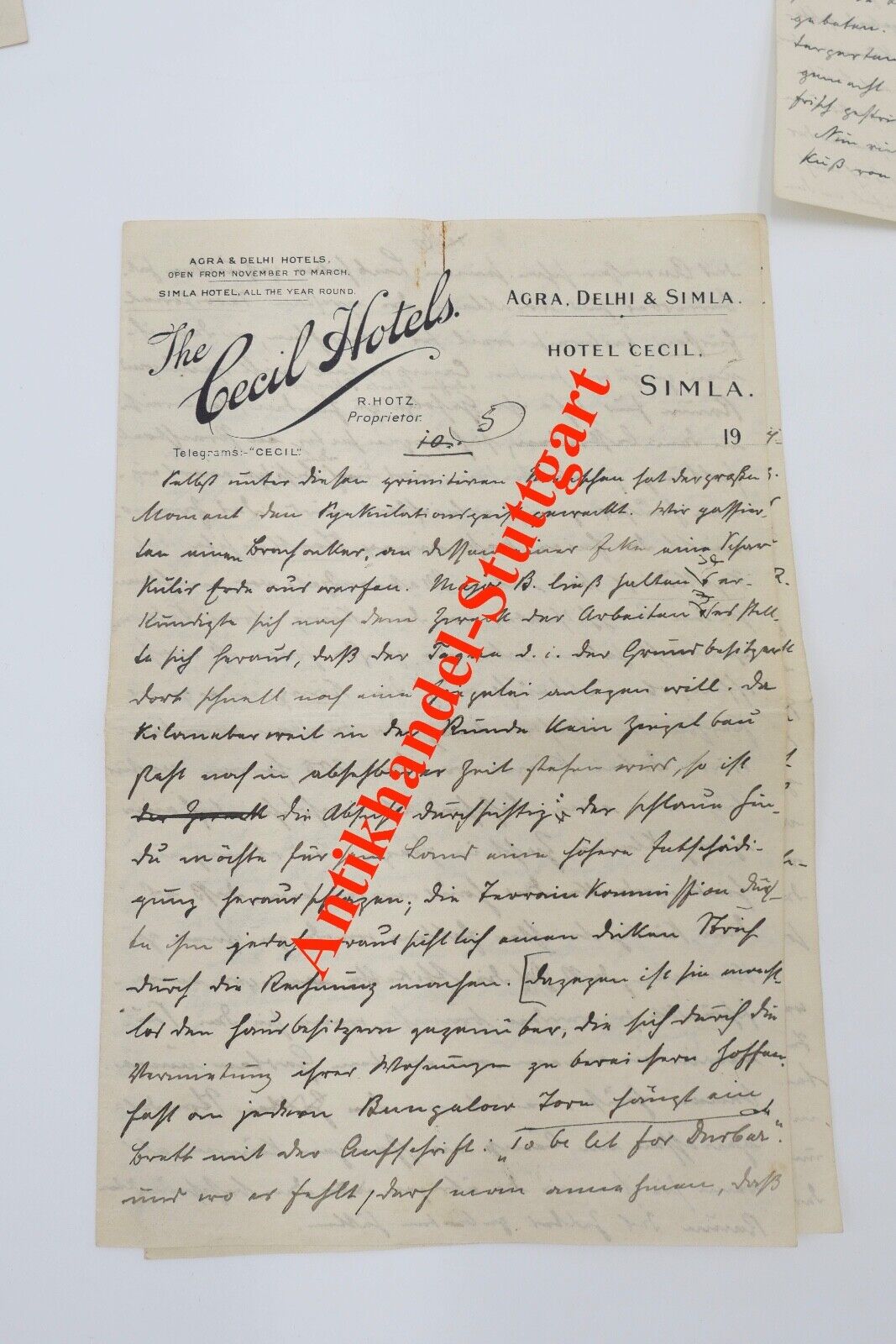 Alte Brief Telegramm Bericht " THE CECIL HOTEL AGRA DELHI & SIMLA " 1916 INDIEN