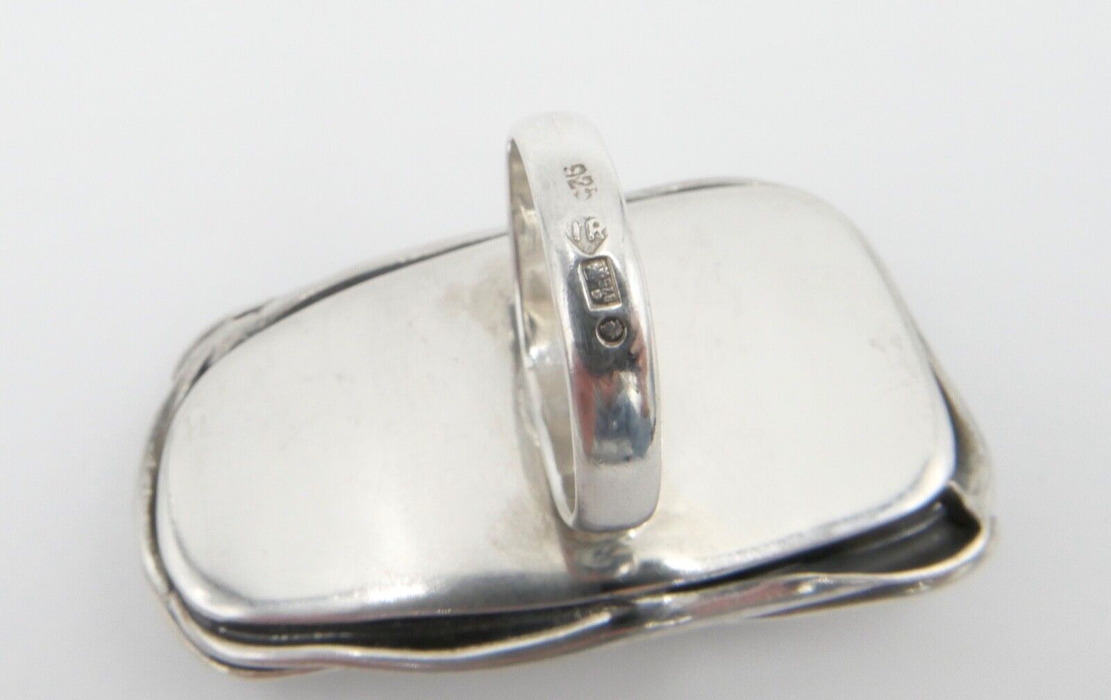 80er Jahre Designer Ring Bernstein Silber 925 Gr. 60 Frauenkopf G Danzig Polen