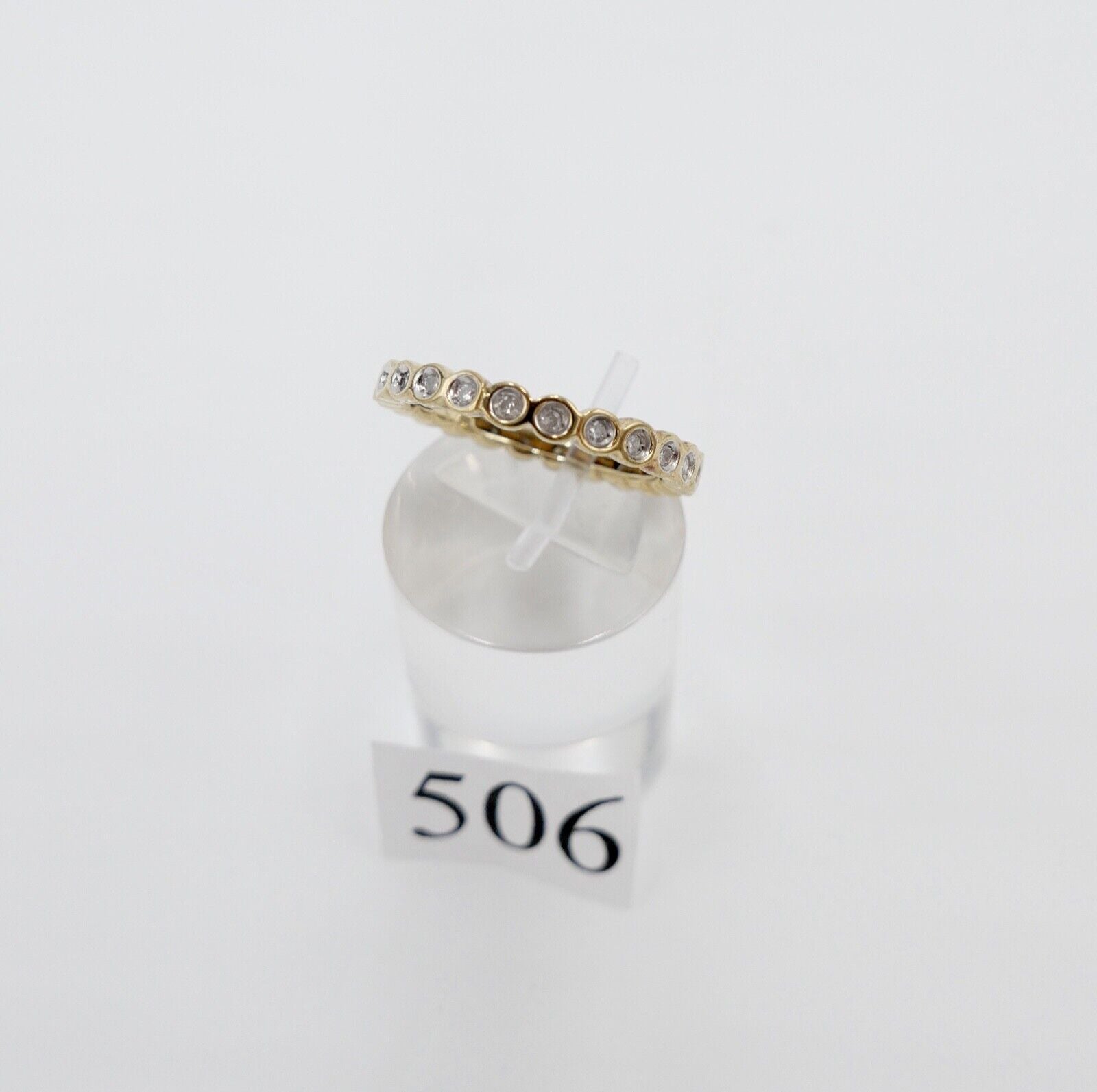 90er Jahre Memory Ring Memoirering Gelbgold Gold 585 14K Zirkonia 0,96 Ct Gr. 60