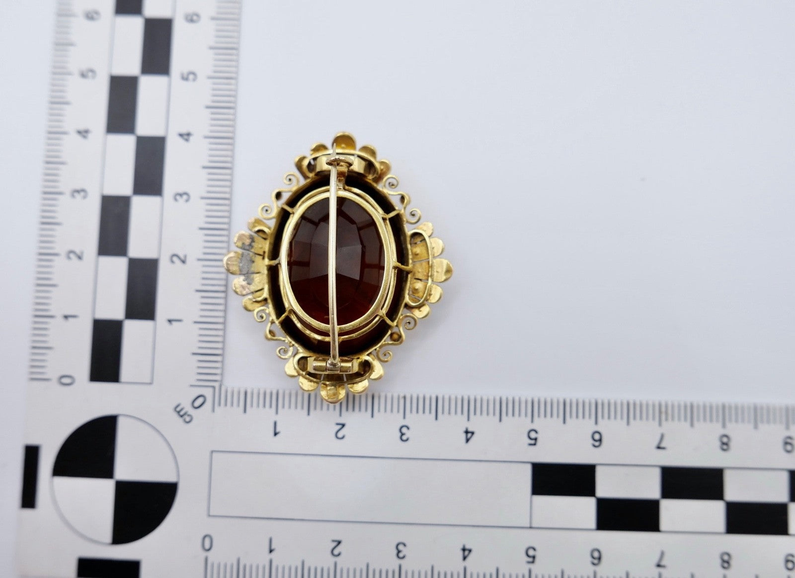 Große antike Brosche Gelbgold 585 14K Rauchquarz Saatperlen viktorianisch 40 ct