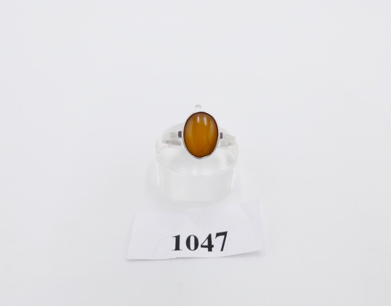 80er Silberrring butterscotch Bernstein Damen Ring Gr. 57 Silber 835 Fischland