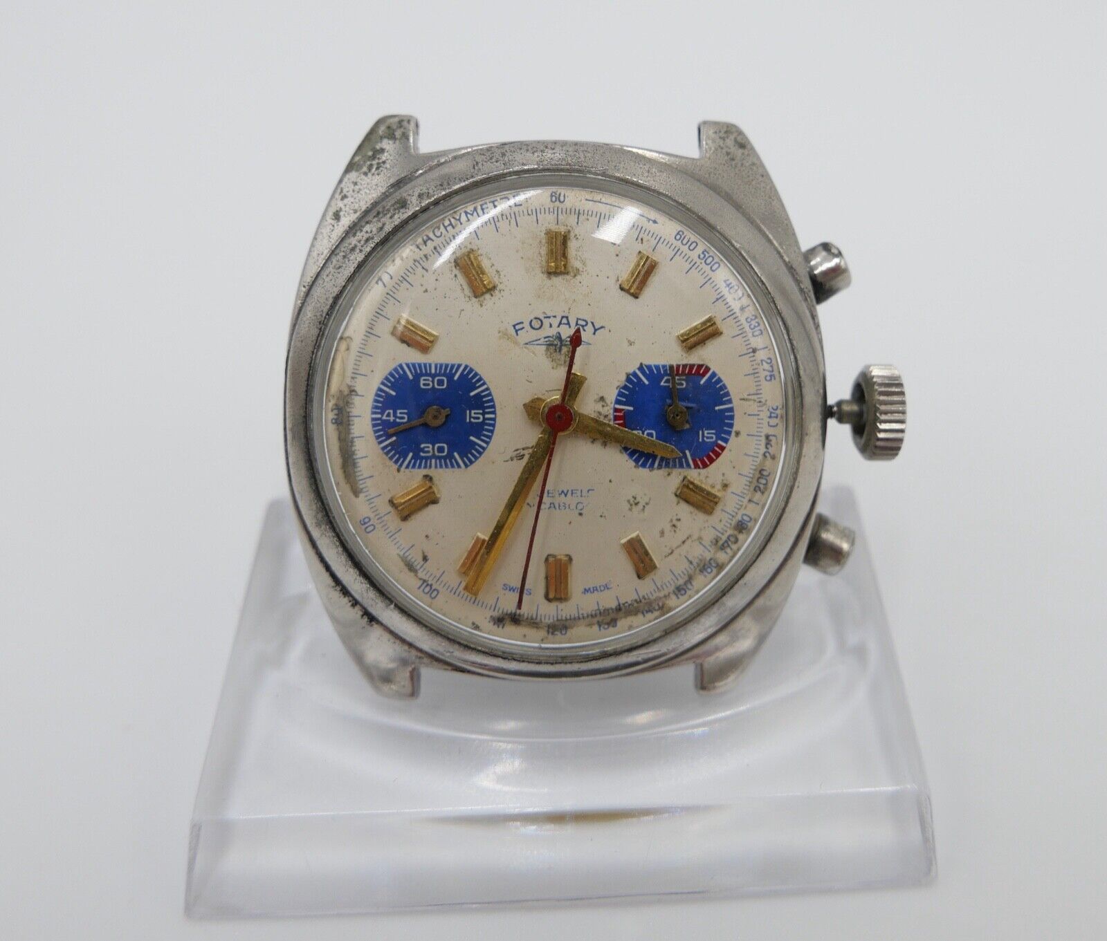 LÄUFT Rotary Cal. Valjoux 7733 Uhrwerk Chronograph seltenes Zifferblatt