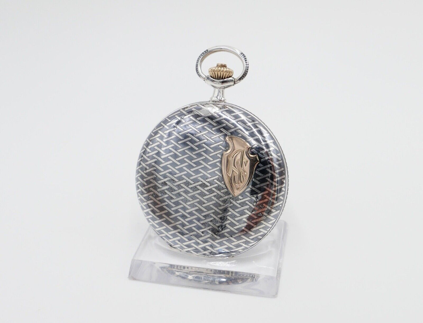 1901-1949 ART DECO SAVONETTE Taschenuhr HAVILA pocket watch Halbmond Krone Silbe