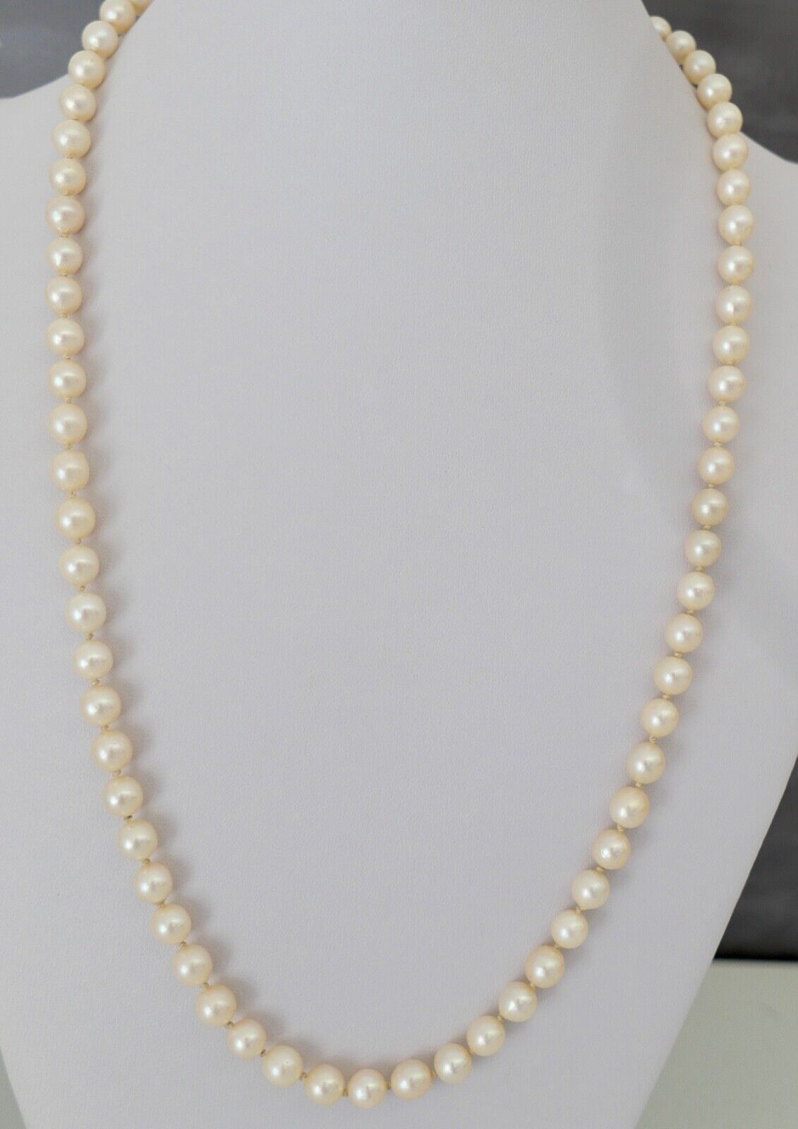 Perlenkette Verschluss Weiß/Gelb Gold 585/14K pearl Ø 6.5 mm Necklace 58 cm