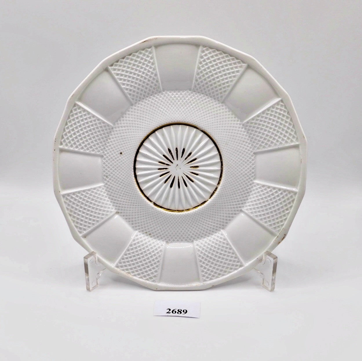 Antiker Meissen Teller 19 cm Weiß Goldrelief Schuppenmuster