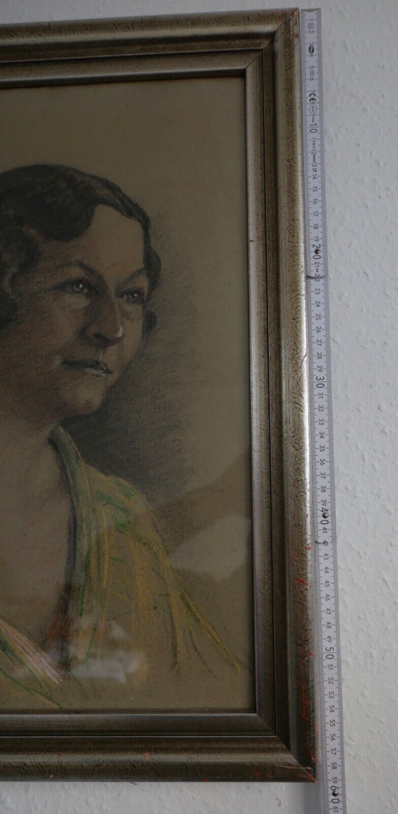 Gemälde / Zeichnung Portrait Frau 1930-1940er Jahre 59x46cm Signiert B.