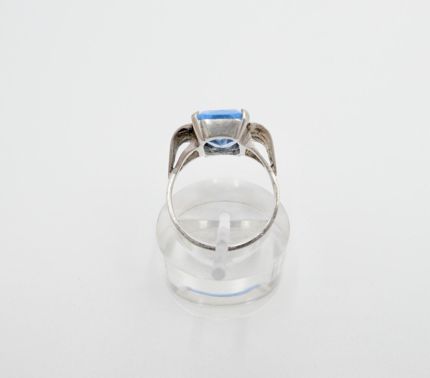 ART DECO Damenring Ring Silber 835  Gr. 57 mit blauem Glasstein