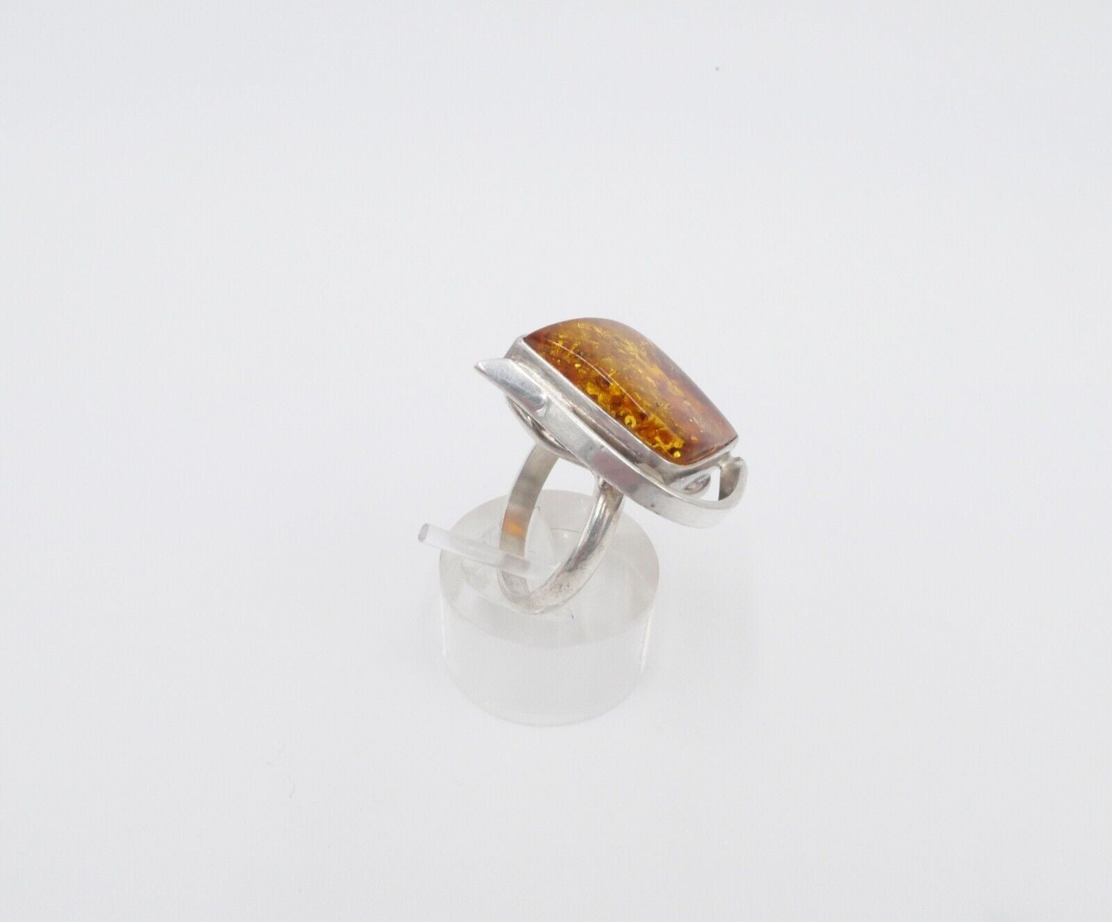 80er Jahre Designer Ring Bernstein Silber 925 Gr. 60 Frauenkopf G Danzig Polen