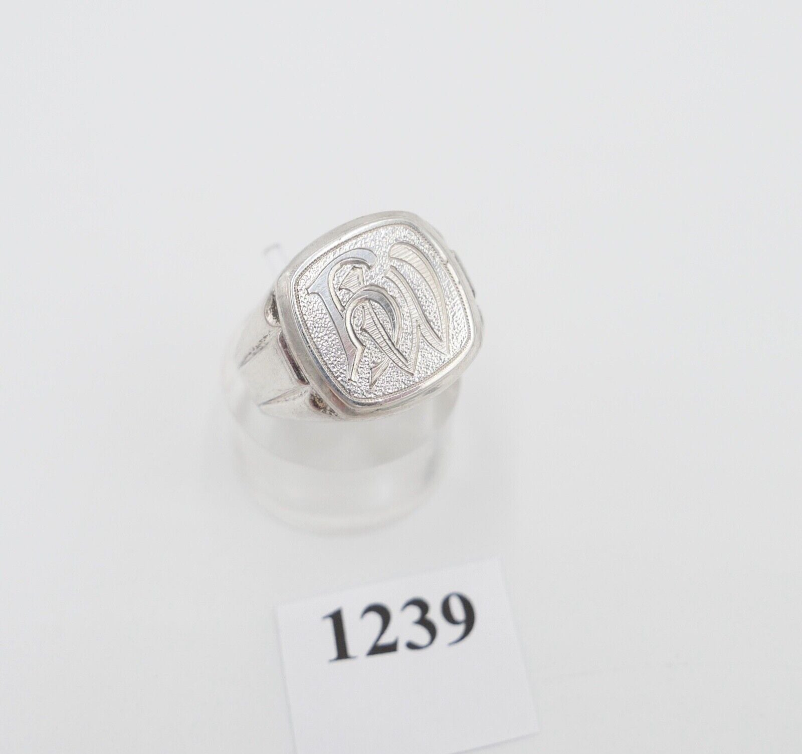 ART DECO Siegelring Monogramm HW WH Herrenring Ring 835 Silber Gr. 61 RW