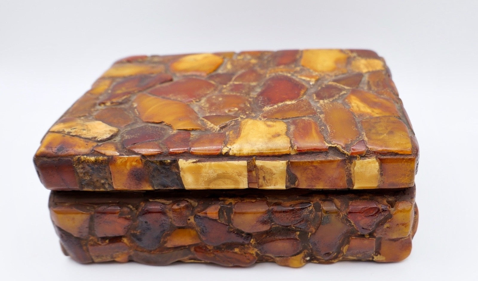 alte Bernstein Schmuckschatulle Box Schatulle 14,8 x 10,5 cm butterscotch